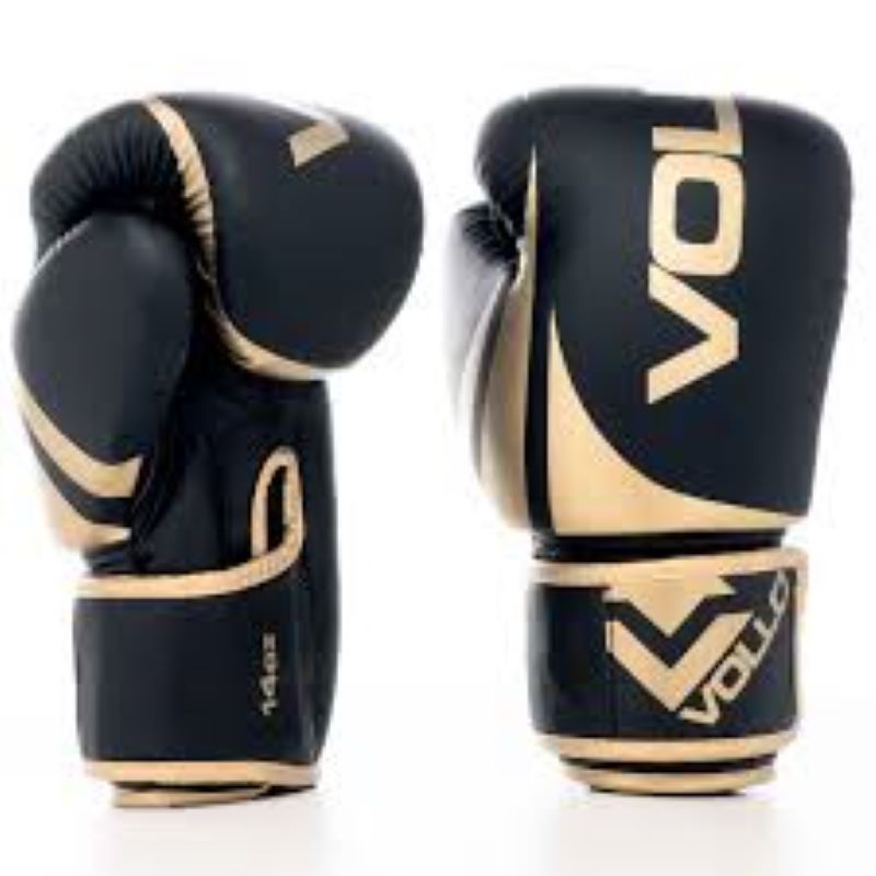 Luva de Boxe/Muay Thai Vollo Preta/Dourada 10 Oz